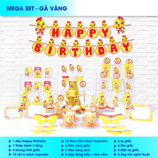 Set MEGA HAPPY BIRTHDAY chủ đề Gà Vàng