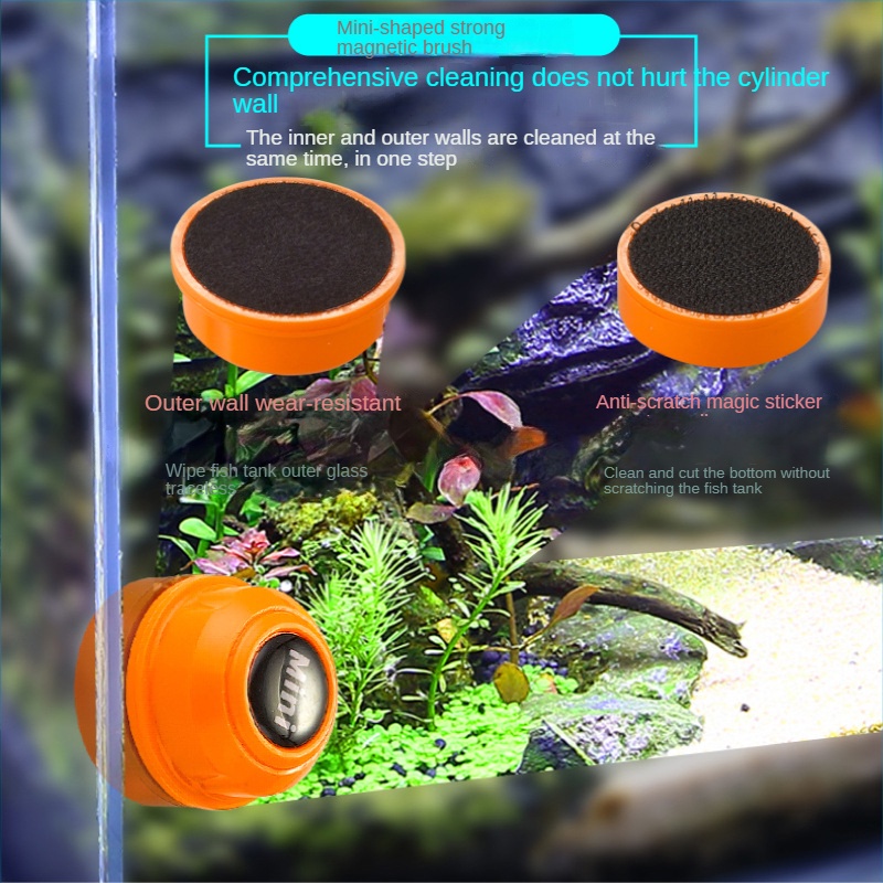 Bàn Chải mini Từ Tính mini Làm Sạch Kính Bể Cá