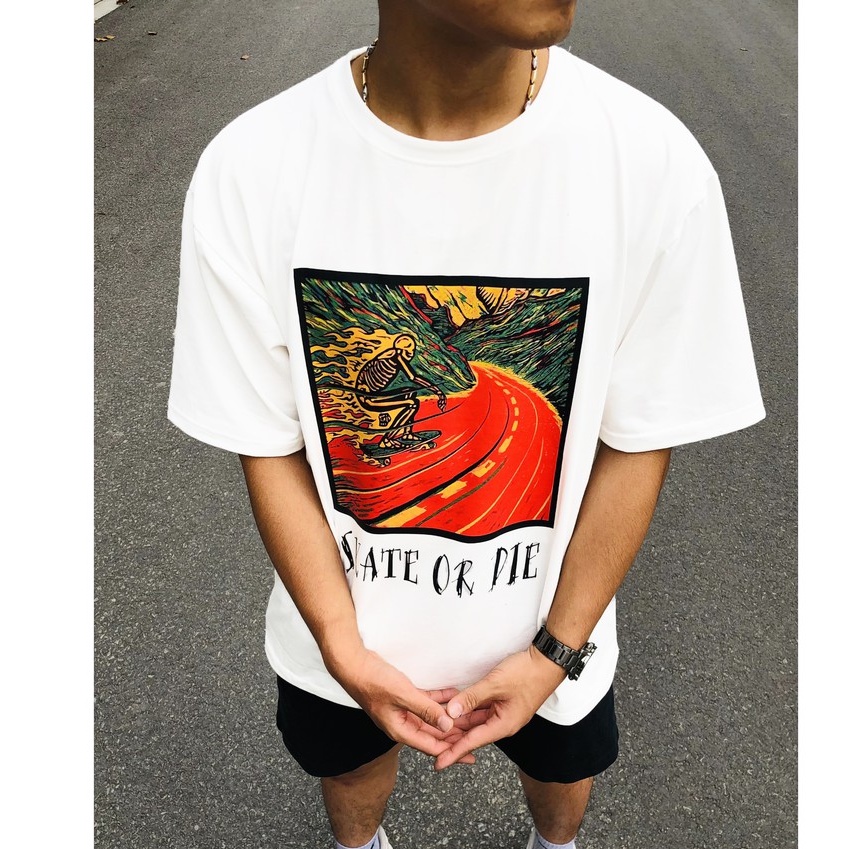 Áo thun cổ tròn SKATE OR DIE, áo phông tay lỡ nam nữ unisex, ZOEclothing