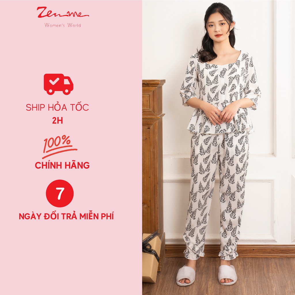 [Mã LT50 giảm 50K đơn 150K] Đồ bộ mặc nhà nữ Zen Me tay lửng quần dài cổ vuông nữ tính chất lụa satin cao cấp