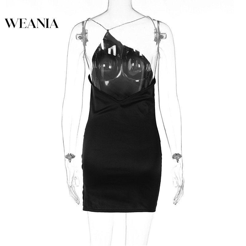 Đầm hai dây WEANIA hở lưng chất liệu satin lấp lánh quyến rũ