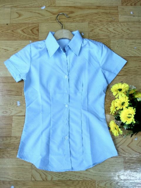 Áo sơ mi công sở nữ tay ngắn cao cấp MÀU XANH NHẠT FORM NHỎ VẢI KATE Ý BAO ĐẸP FORM NHỎ MẶC CỰC TÔN DÁNG SMXTN01 | BigBuy360 - bigbuy360.vn