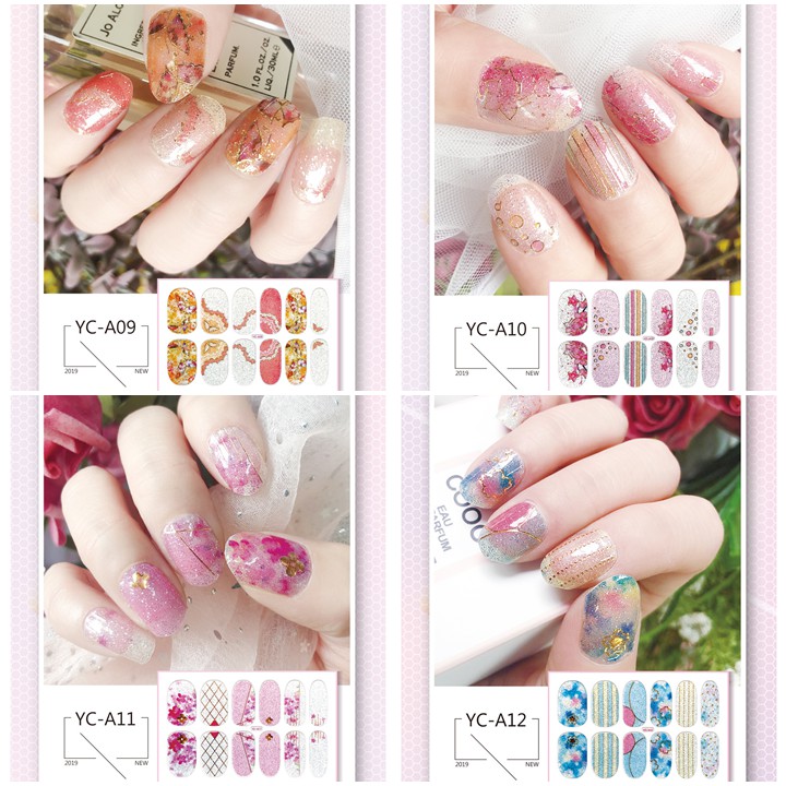 [Sỉ-Rẻ] Bộ dán móng tay nail sticker gồm 12 móng, không thấm nước, có độ đàn hồi tốt Phần 1 YC [Lẻ-Sỉ]