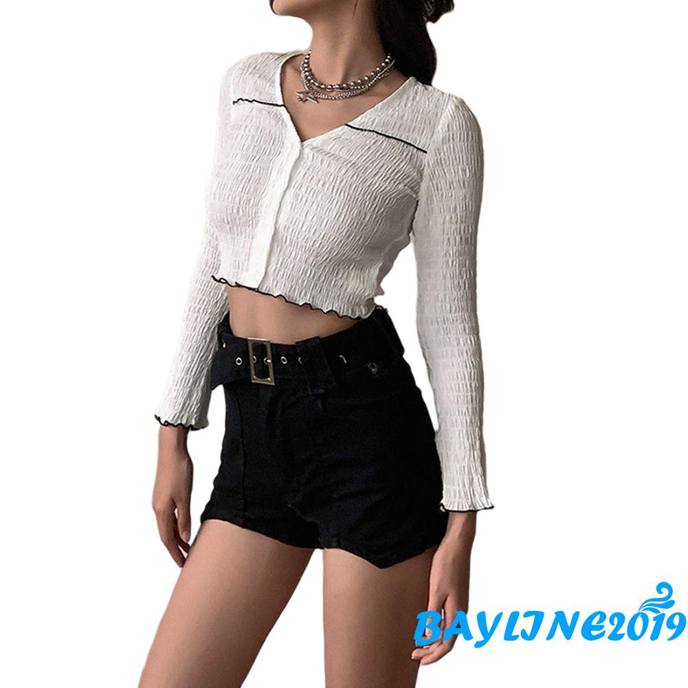 Áo Nữ Tay Dài Màu Trơn Thời Trang Quyến Rũ