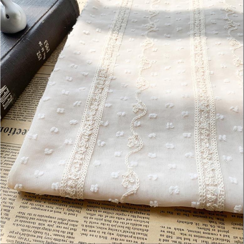 Vải Dệt Jacquard Chiffon Họa Tiết Kẻ Sọc Thêu Họa Tiết Kiểu Mới Xuân Hè Dài 1M