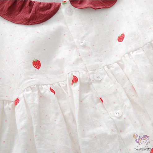 Áo Cotton Dài Tay In Họa Tiết Dâu Tây Xinh Xắn Theo Phong Cách Hàn Quốc Dành Cho Nữ