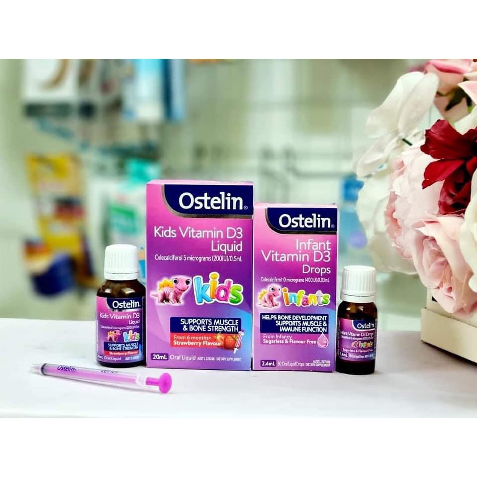 Vitamin D3 Ostelin, D3 Drops Ostelin 2.4ml, D3 Liquid Ostelin 20ml - Xuất xứ Úc