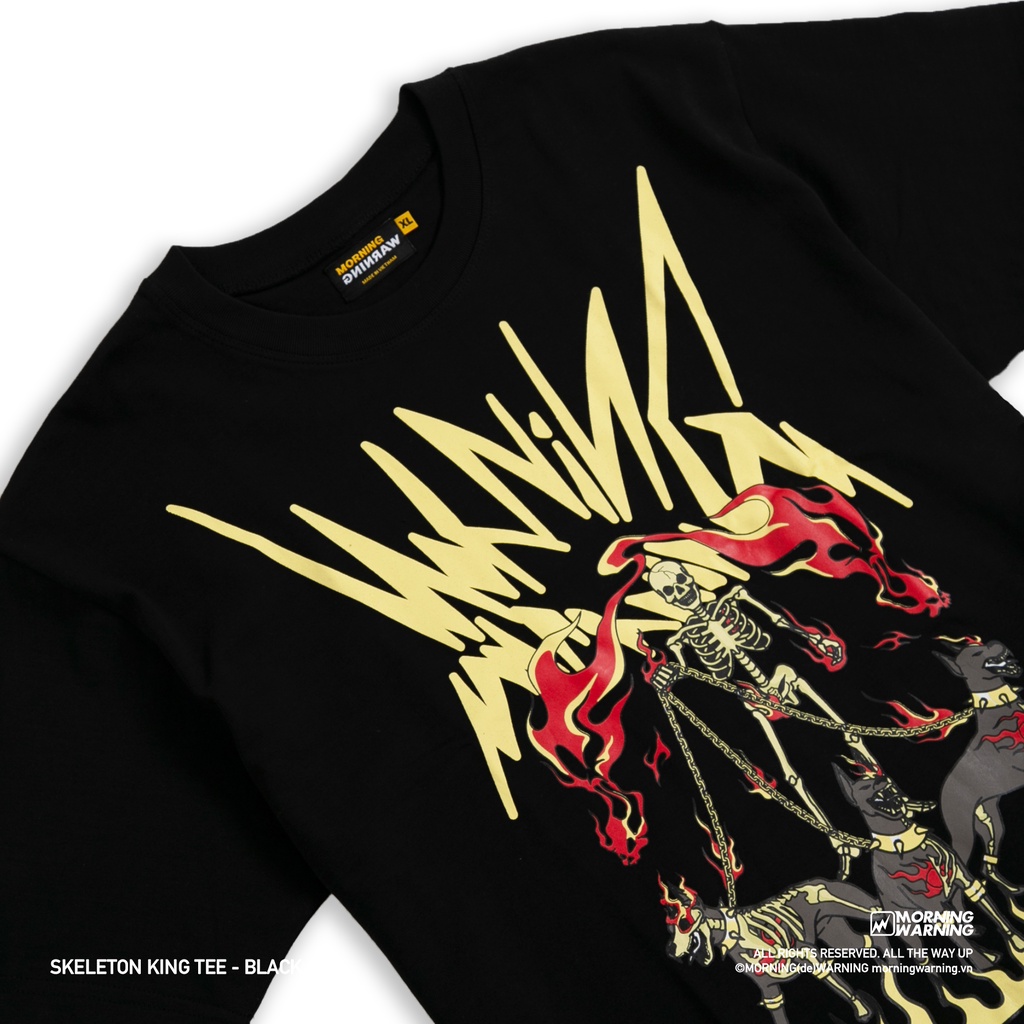 Áo thun Morning Warning Skeleton King - Hài Cốt Vương - Áo Thun Unisex Form Rộng Tay Lỡ Oversize Cotton 100% Local Brand
