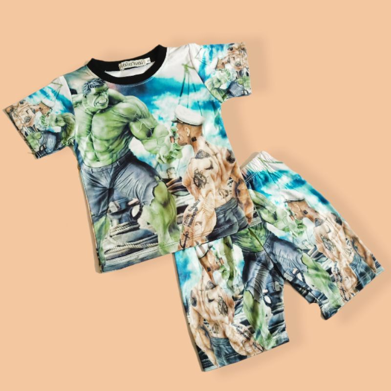 (8-32kg) Bộ thun lạnh 3d thái bé trai