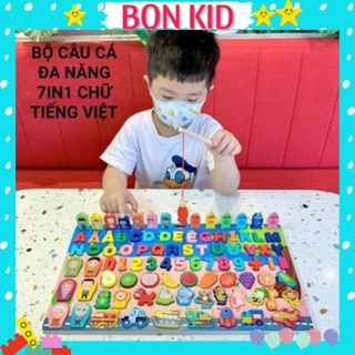Đồ Chơi Bảng Ghép Hình Thông Minh 7 in 1, 6 in 1. Bảng học chữ ,tập đếm câu cá cho bé