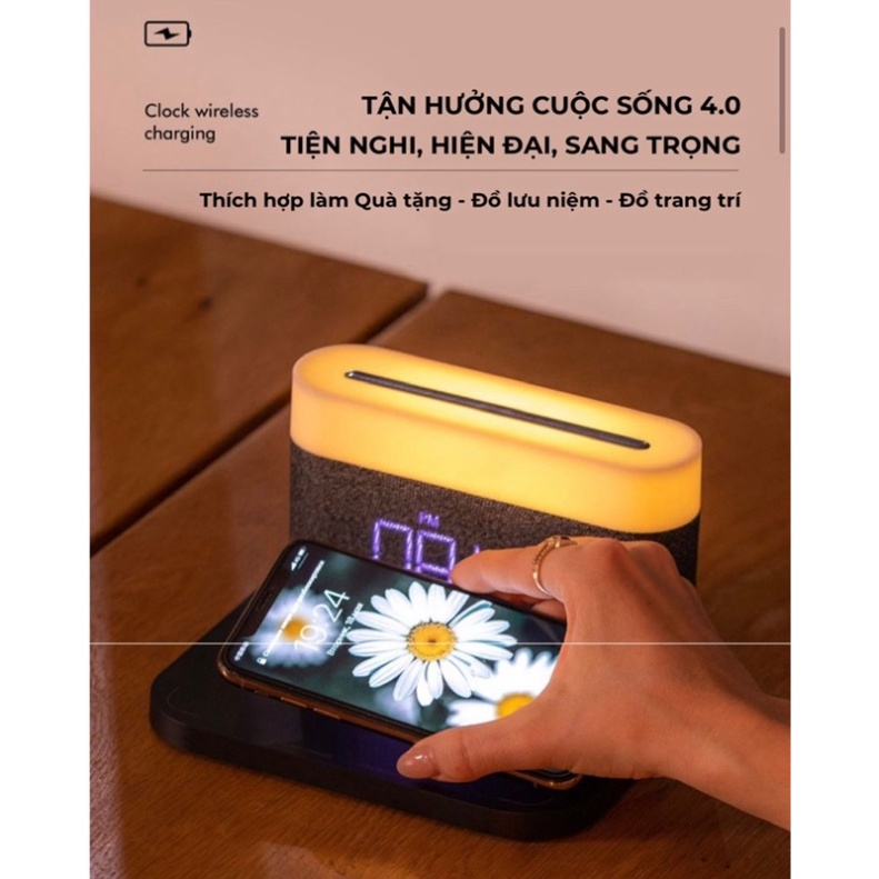 Đồng Hồ Thông Minh LED Đa Năng - Đồng hồ điện tử để bàn Decor, báo thức, sạc không dây, đèn học tuỳ chỉnh màu sắc