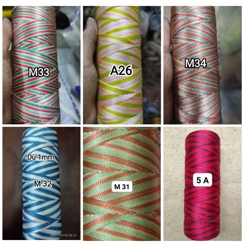 Sợi dù màu loang 1mm