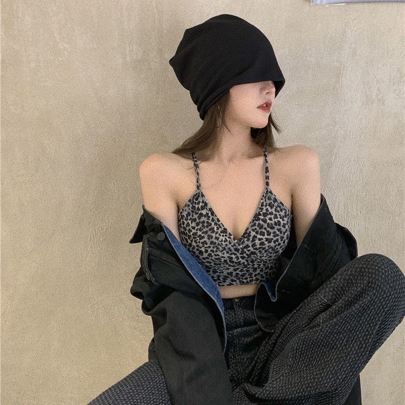 Áo tanktop COZOK cổ chữ V dáng ôm họa tiết da báo quyến rũ