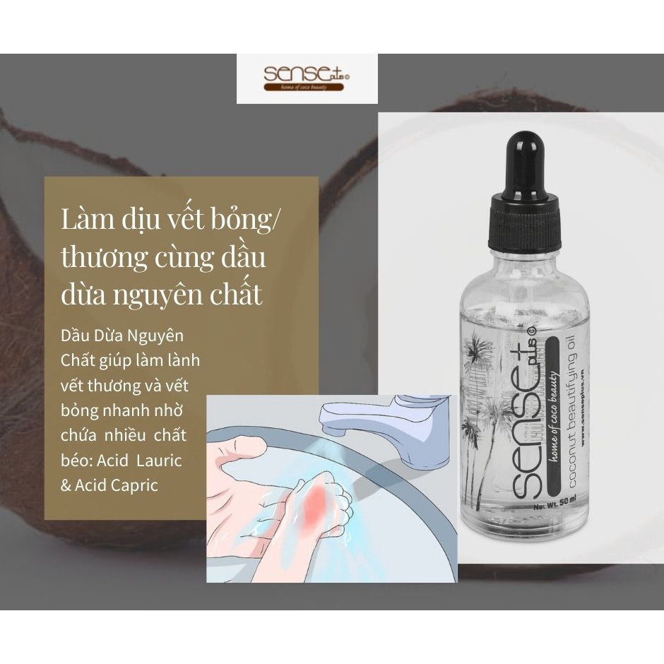 Tinh dầu dừa làm đẹp 100% nguyên chất Sense Plus 10ml/50ml