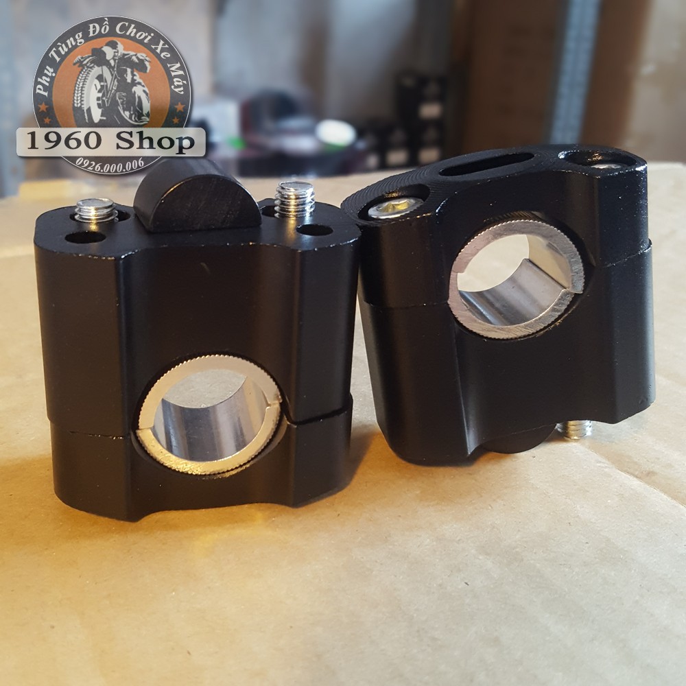 Cùm nâng ghi đông nhôm siêu bền màu đen dùng nâng cho ghi đông phi 22mm - 28mm phù hợp độ Cafe Racer Tracker SU GN Win