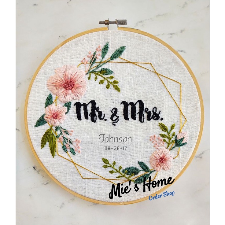Bộ kit nguyên liệu thêu chúc mừng sinh nhật quà tặng Cưới Handmade tự làm diy decor nhà cửa phòng khách hoa lá MIE SHOP
