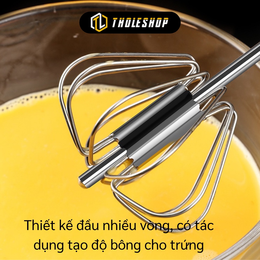 Dụng Cụ Đánh Trứng - Cây Đánh Trứng, Khuấy Bột Inox Có Trục Xoay Bán Tự Động 8209