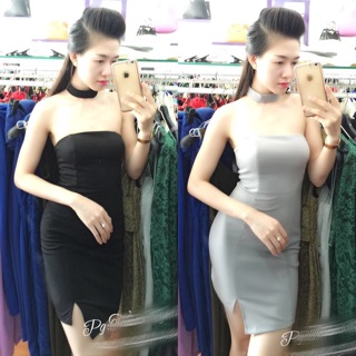 [SALE 50k] Đầm body ống xẻ tà kèm vòng cổ