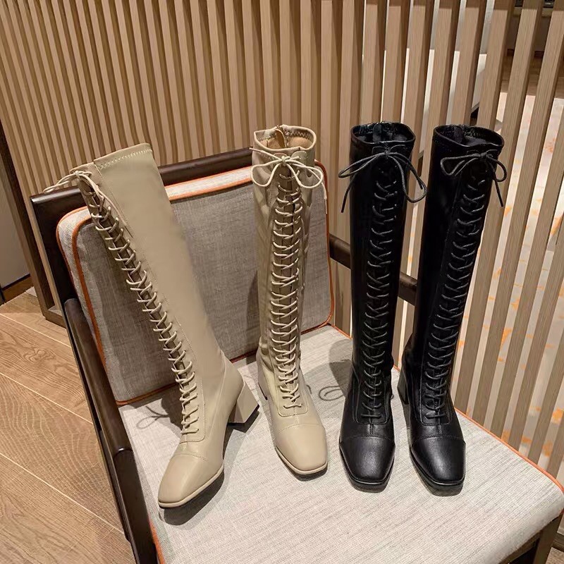 ] boot da buộc dây gót 5p