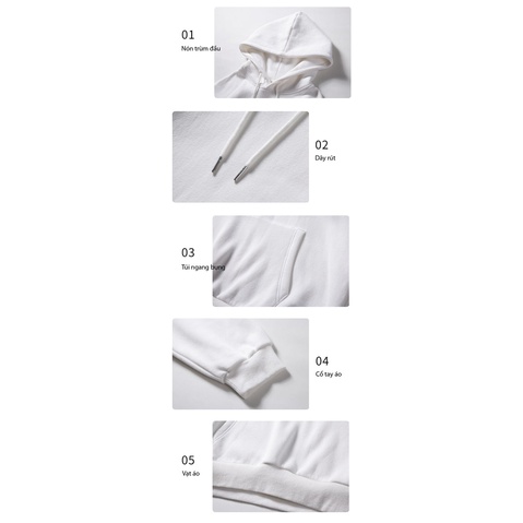 Áo hoodie nam, Áo khoác hoodie nam TRƠN FEENY màu đen trắng