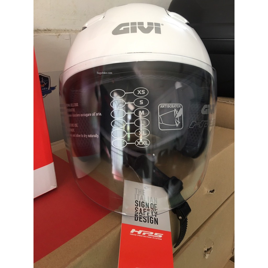 Mũ bảo hiểm 3/4 Givi mã V10.1 Dot White (Helmet GIVI Dot H-Visibility mã V10.1 Arrow Solid White)