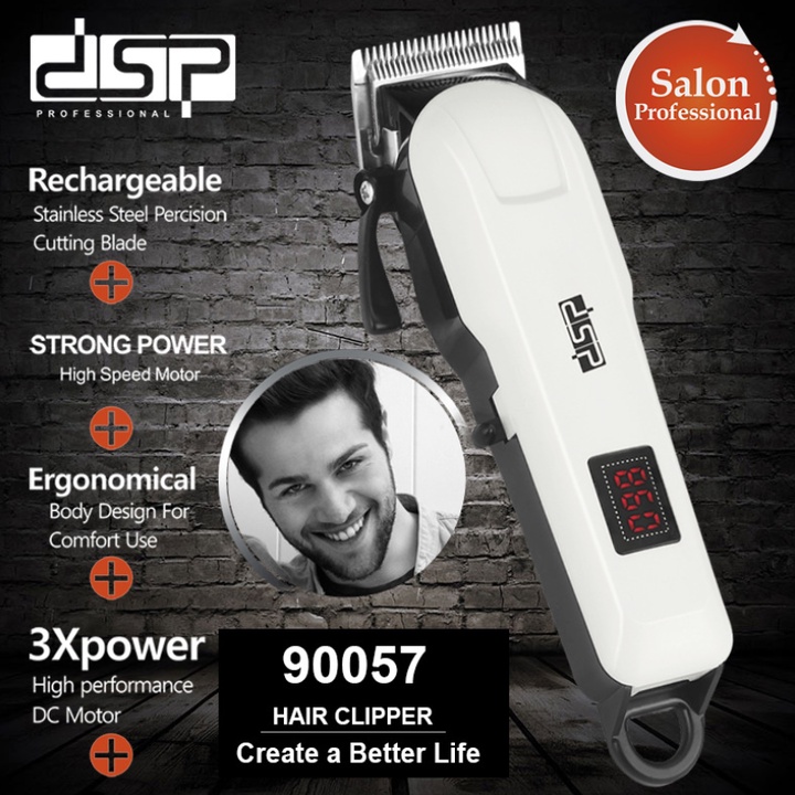 Tông đơ cắt tóc không dây chuyên nghiệp DSP 90057 Dung lượng pin: 1500 mAh - HÀNG CHÍNH HÃNG