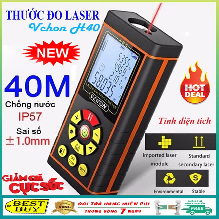 Thước điện tử - Máy đo khoảng cách bằng tia Laser VCHON H40 - Hàng chính hãng