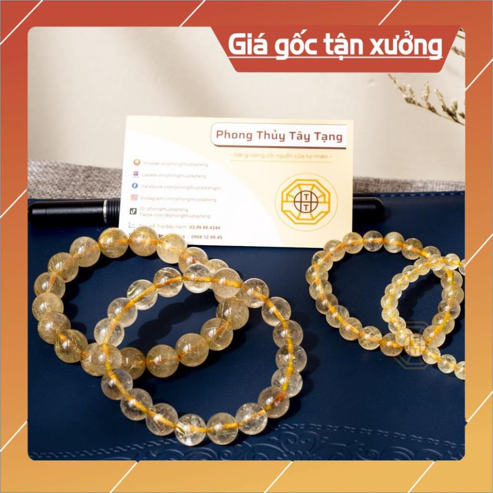 Vòng Tay Phong Thủy Pha Lê Tóc Vàng Chiêu Tài Lộc Nam Nữ Mệnh Thổ Kim - Tổng Kho Sỉ Phong Thủy