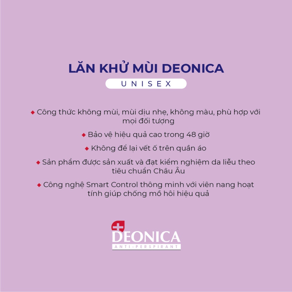 Lăn khử mùi Deonica Unisex công nghệ SMART CONTROL 50ml