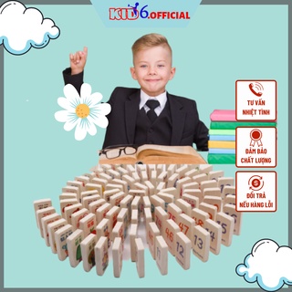 Đồ chơi trẻ em thông minh KID6 trò chơi domino 100 số bằng số tiếng anh bằng gỗ