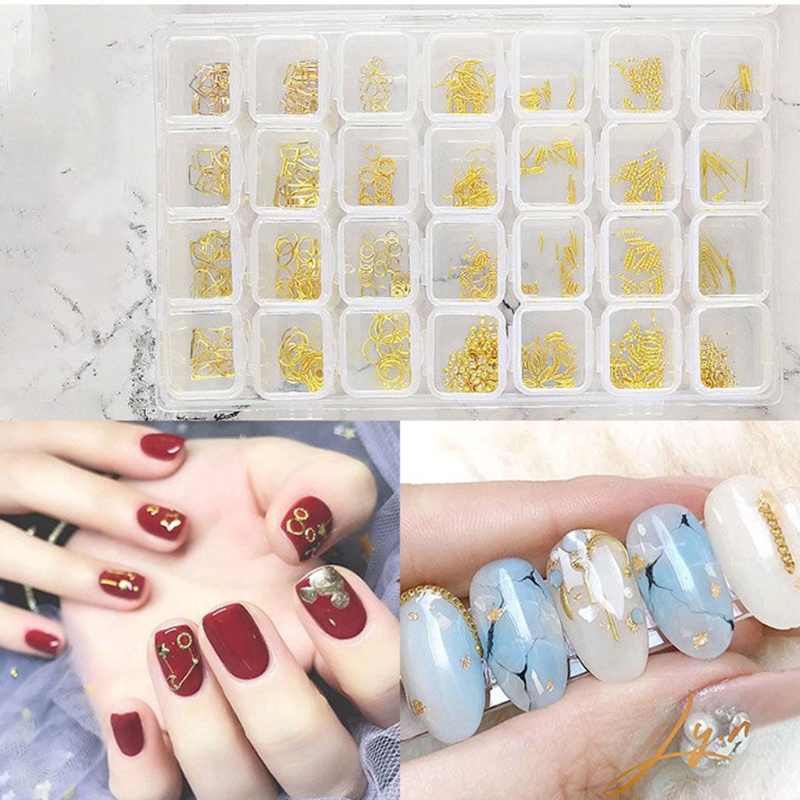 Hộp 28 Ngăn Đựng Hạt Ngọc Trai Trang Trí Móng Tay Nghệ Thuật
