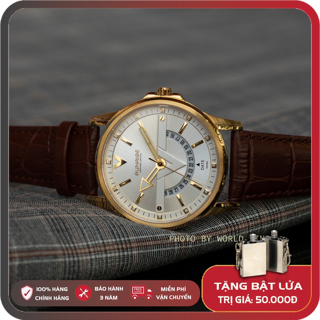 Đồng hồ nam Sunrise DM1116SWA full hộp, thẻ BH 3 năm, kính sapphire chống xước, chống nước