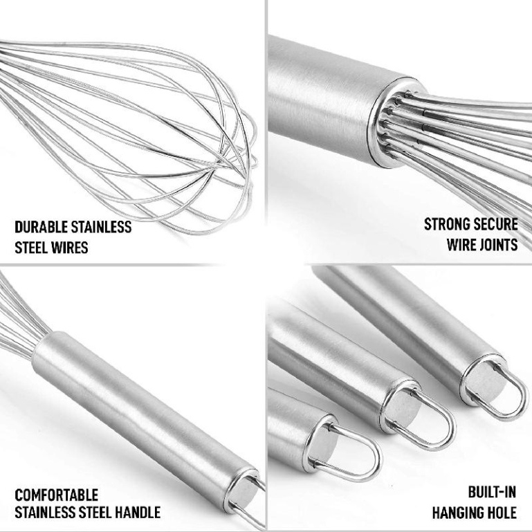 cây đánh trứng hình cầu, dụng cụ đánh trứng inox cầm tay