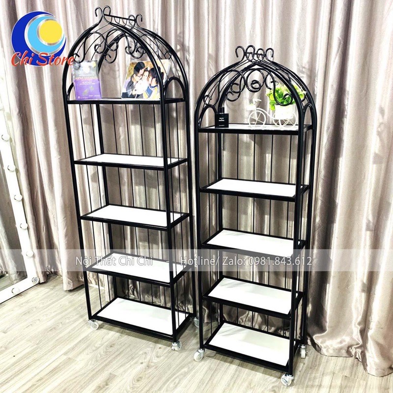 Kệ Trang Trí Hình Lồng Chim, Kệ Vuông Cổ Điển Sơn Tĩnh Điện Sang Chảnh
