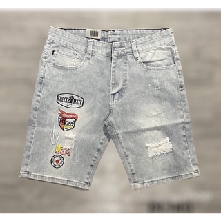 Quần short Jean thêu logo chất Demin