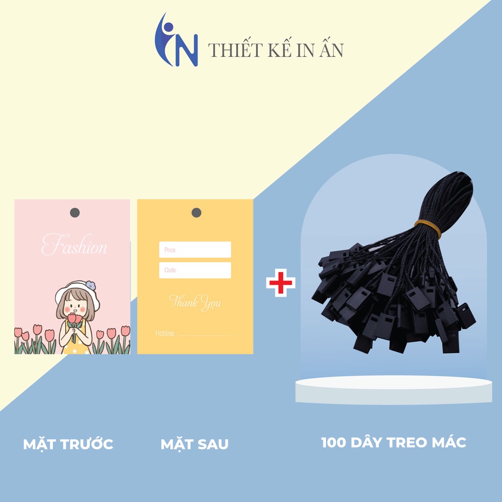 Mác quần áo combo 100 mác + 100 Dây Treo Thẻ Bài - Dây Dù Xâu Tag (Mác) Quần Áo