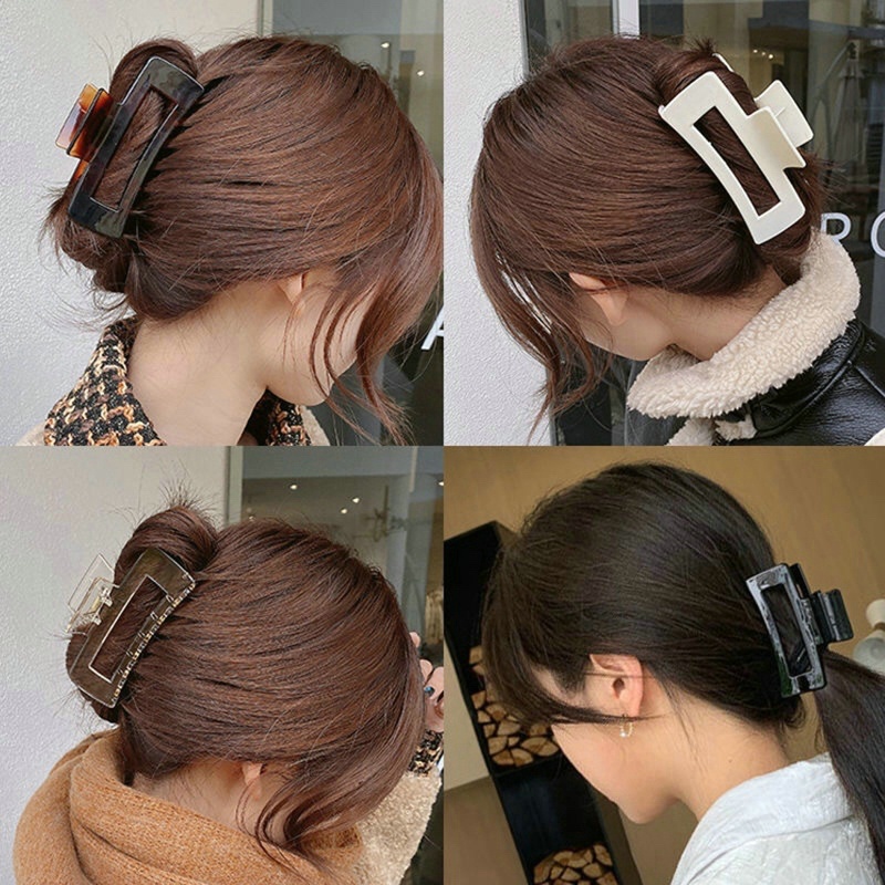 Kẹp Tóc Càng Cua Hình Vuông Cỡ Lớn Màu Sắc Đơn Giản Kiểu Hàn Quốc