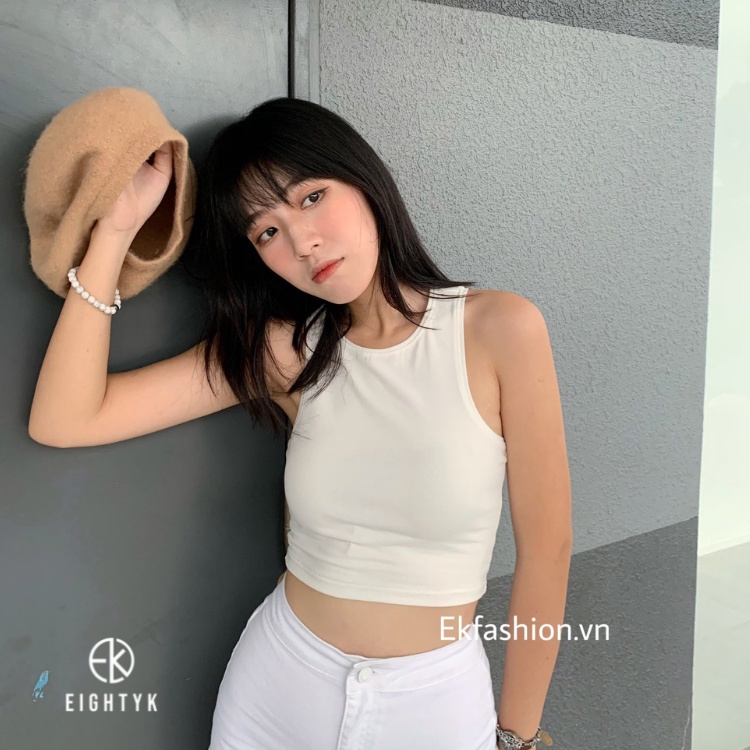 Áo Ba Lỗ Croptop EIGHTYK Thun Borip Trơn