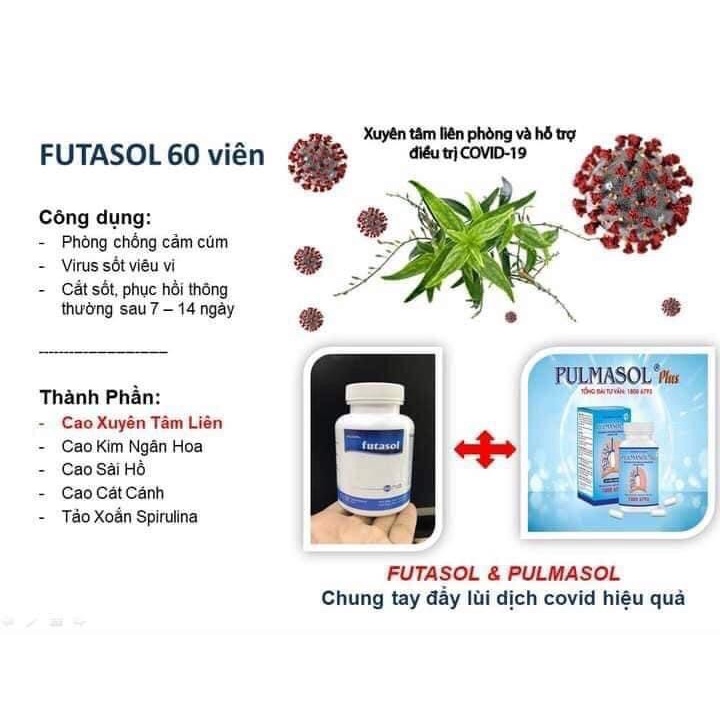 Bộ đôi sản phẩm Futasol & Pulmasol tăng cường sức đề kháng hỗ trợ giảm cảm cúm, sốt xuất huyết, sốt rét, sốt siêu vi