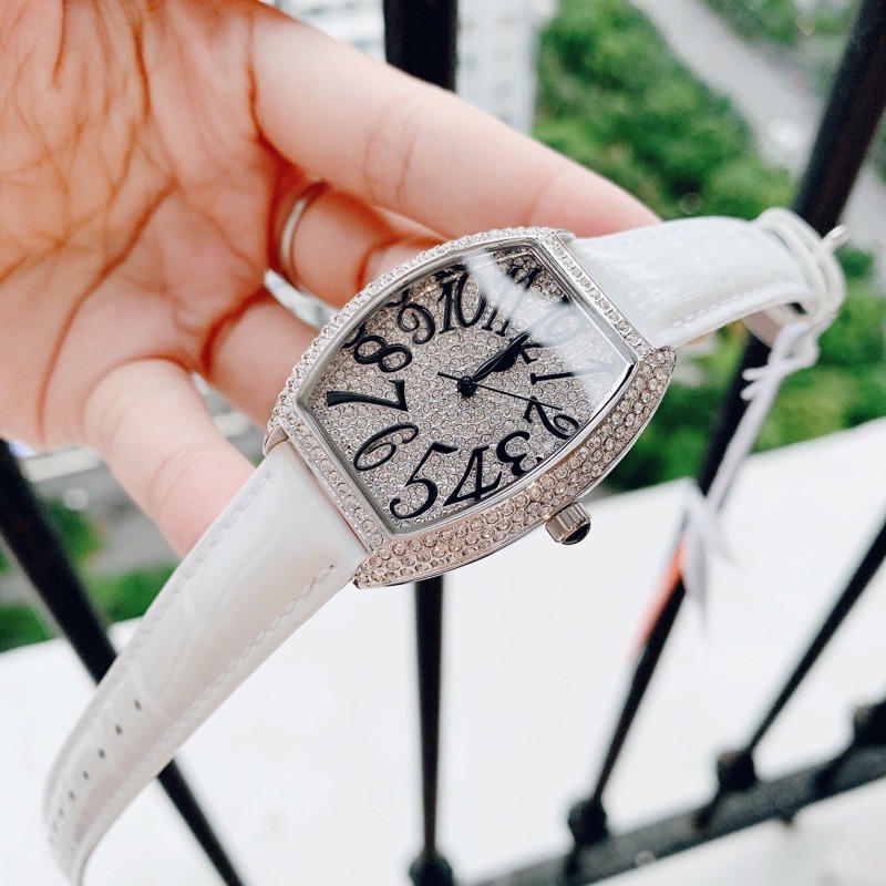 Đồng hồ nữ chính hãng davena 31525A dây da màu trắng siêu sang có video chi tiết