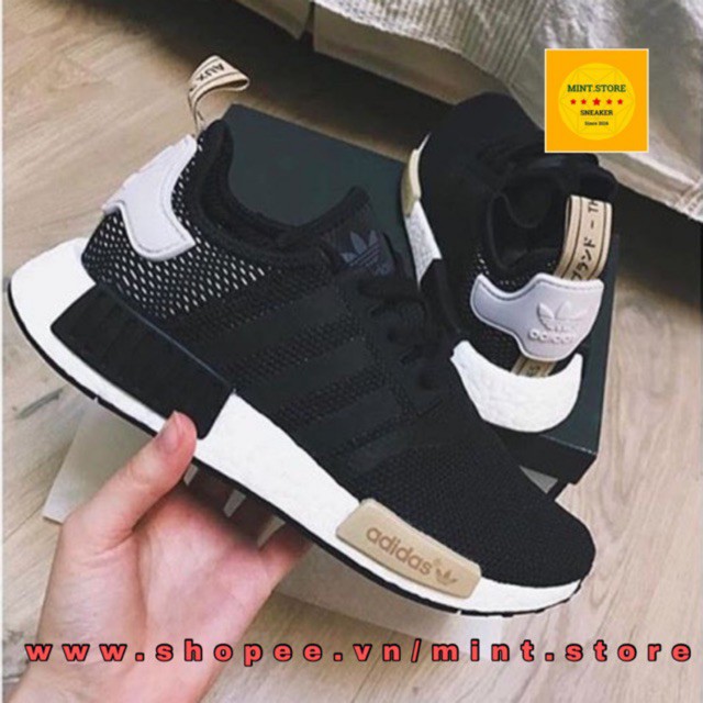 ( Video cận cảnh ) Giày thể thao Sneaker NMD R1 Đen Vàng