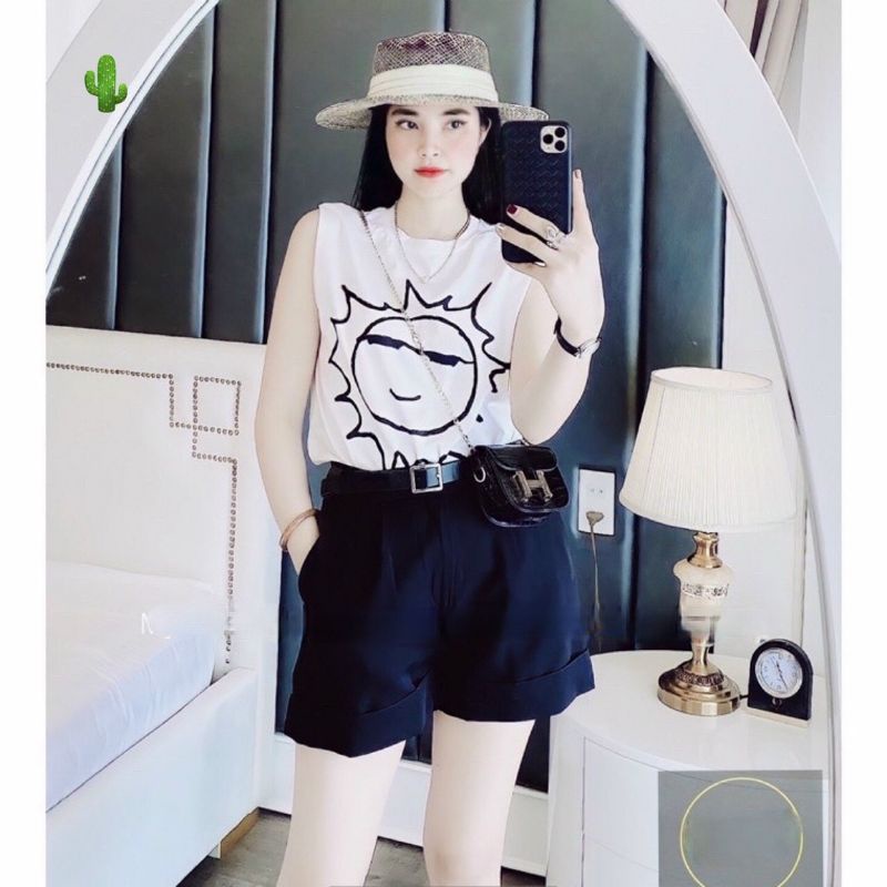 Quần shorts LẬT LAI Công sở vải tuyết mưa (SML)