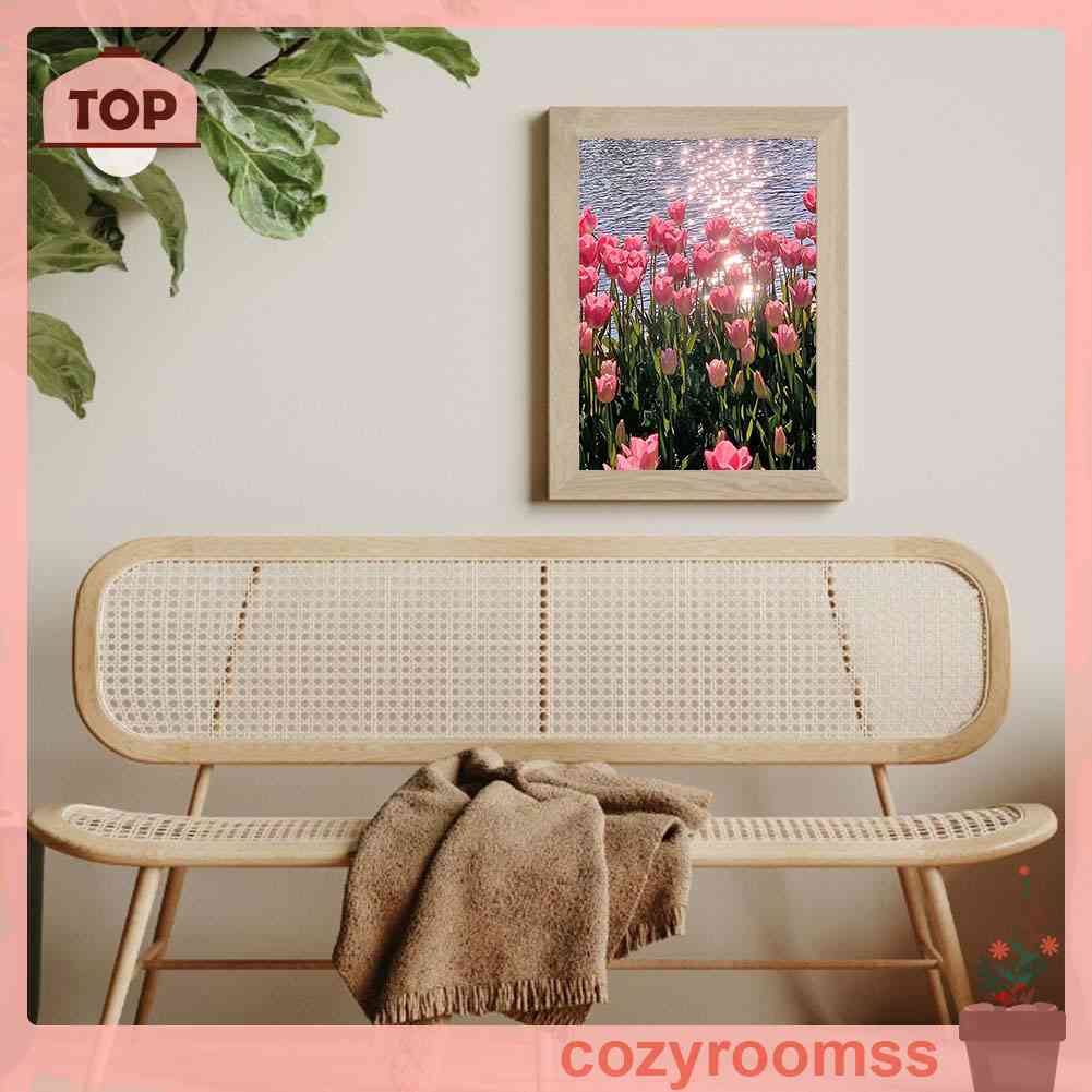 Tranh Đính Đá Kim Cương Toàn Bộ 5D DIY Hình Tranh Vẽ Hoa Tulip Bằng Hồ Nước