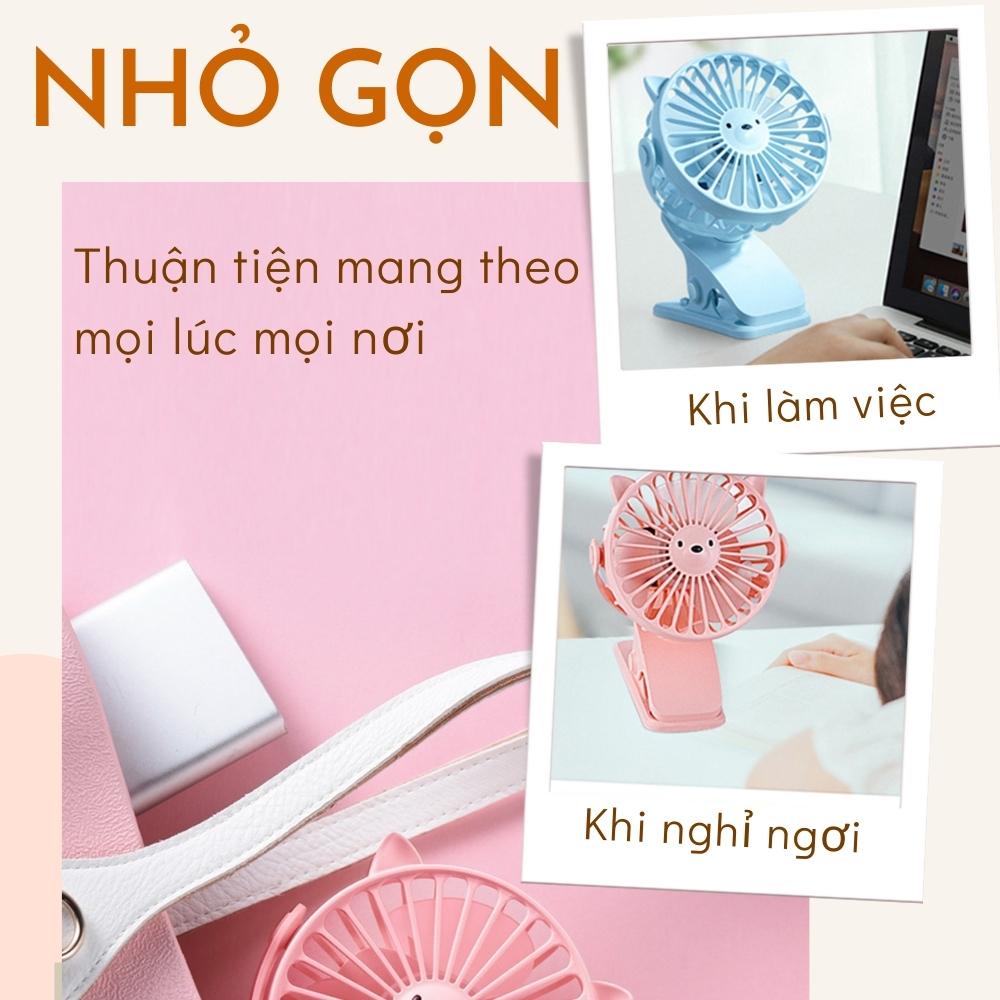 [Mã BMLT35 giảm đến 35K đơn 99K] Quạt mini tích điện cầm tay hình gấu CTFAST Q08, thiết kế dạng kẹp 2 in 1, không gây ồn