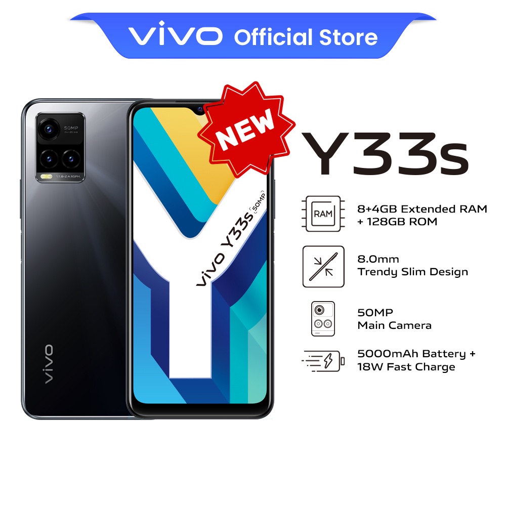 Điện thoại VivoY33s 8G/128GB pin khủng 5000mah camera 50MP màn hình rộng 6.58:" 2 sim hàng chính hãng