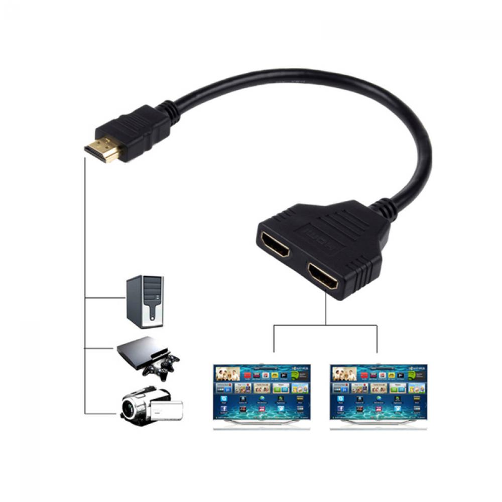 Dây Cáp Chia Cổng Hdmi 1080p M / F Male Sang 2 Female Dual 1 In 2 Out Hdmi