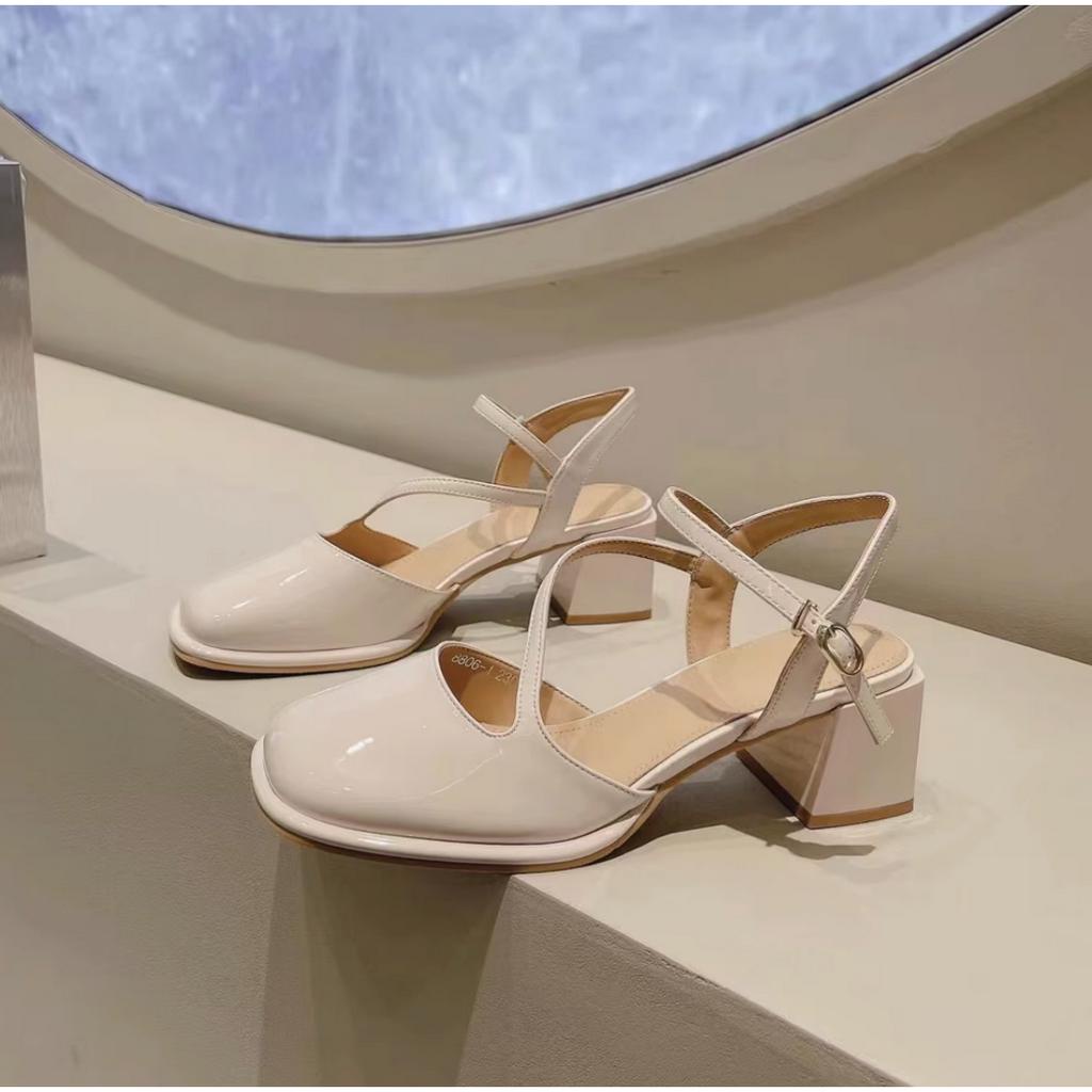 Giày Cao Gót 5 Phân Quai Chéo Bít Mũi
