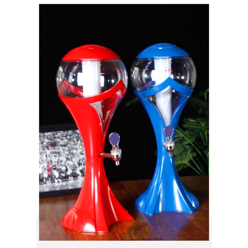 Tháp Bia Có Đèn Led 3 lít HC Hình Cúp Đựng Beer Trà sữa Nước ngọt Có Lõi đá giữ lạnh Vòi rót Decor nhà hàng, bar, cafe