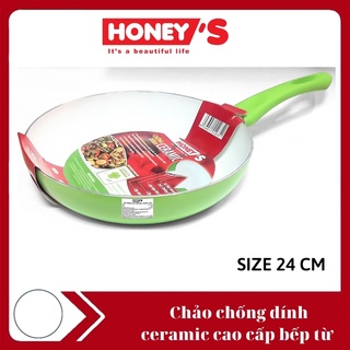 Chảo chống dính ceramic cao cấp Honey's size 24 cm - HO-AF1C241 dùng được bếp từ, an toàn sức khỏe, bền, không bong tróc