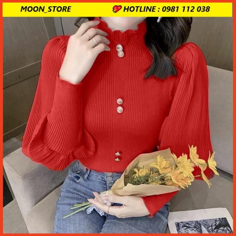 Aó len cổ lọ tay bồng phom ôm body đẹp_Moon store_có bán sỉ
